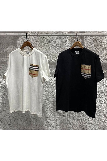 Чёрная оверсайз футболка Burberry Vintage Check pocket   