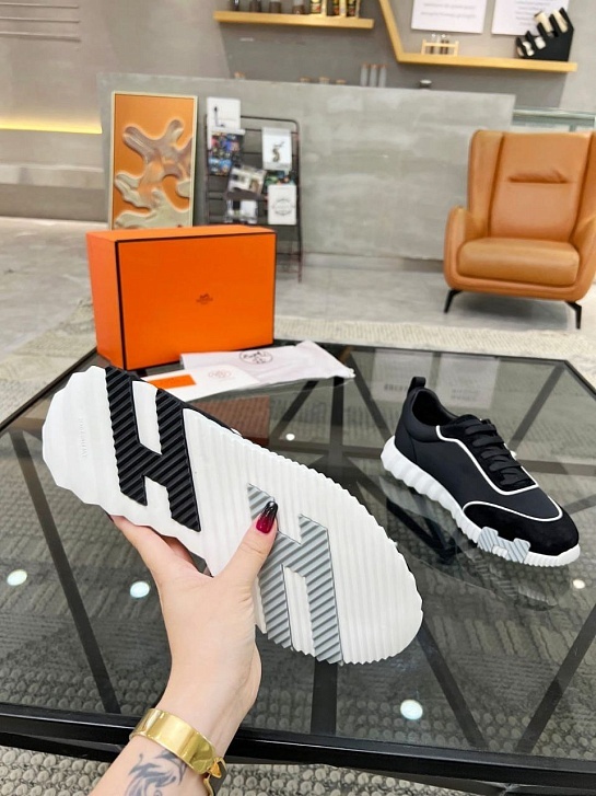Мужские замшевые кроссовки Hermes Bouncing - Black