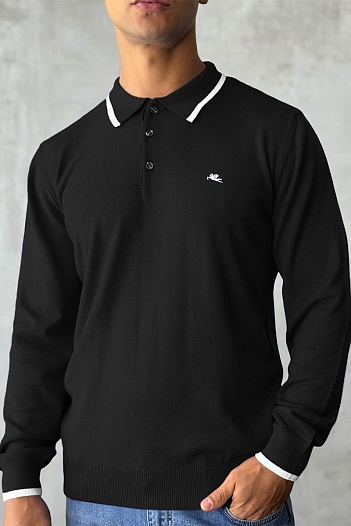 Поло с длинным рукавом Etro Pegaso logo - Black   