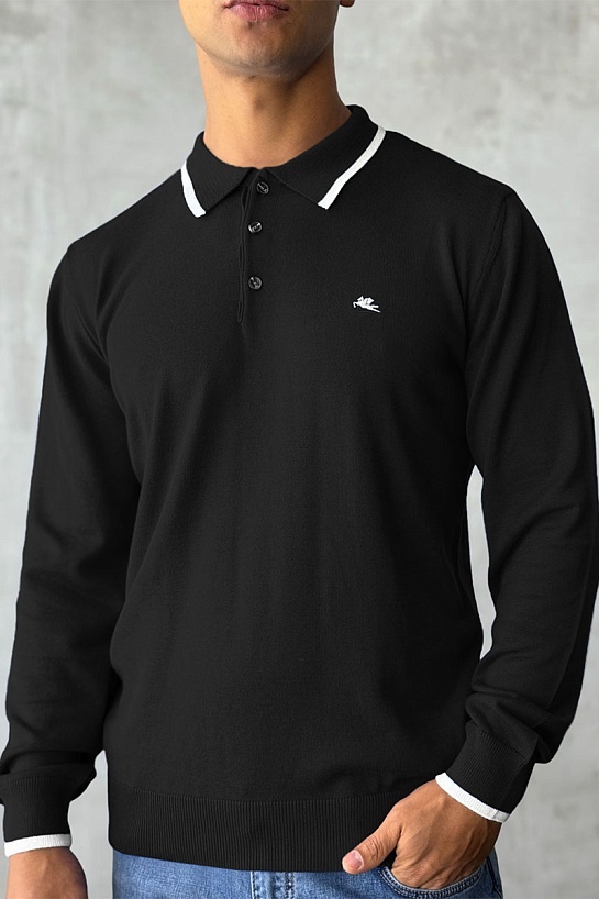 Поло с длинным рукавом Etro Pegaso logo - Black