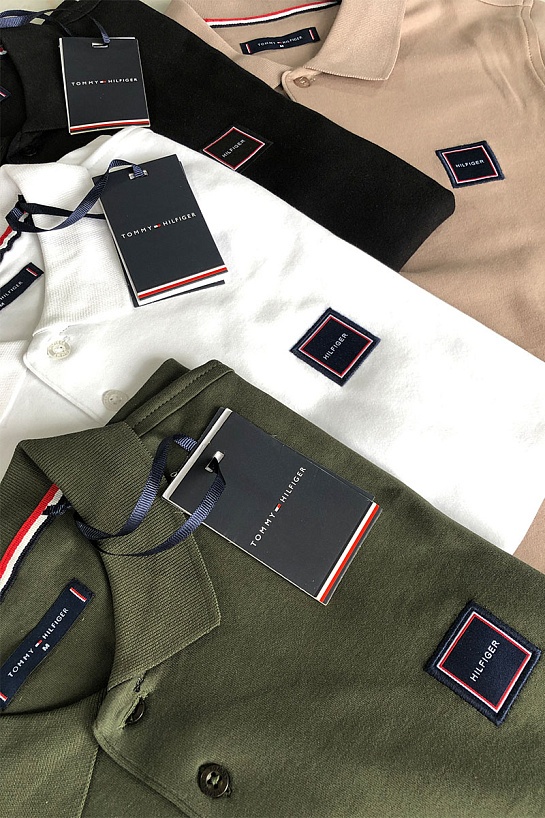 Классическое мужское поло Tommy Hilfiger бежевого цвета