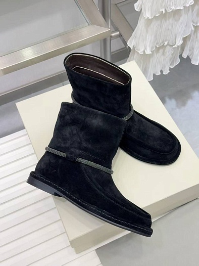 Женские замшевые сапоги Brunello Cucinelli premium - Black   