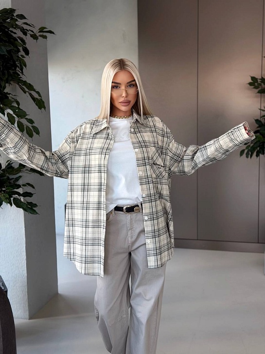 Женская оверсайз рубашка в клетку Maison Margiela premium