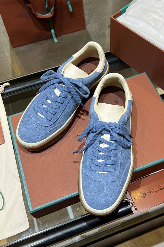 Женские замшевые кроссовки Loro Piana Premium - Blue