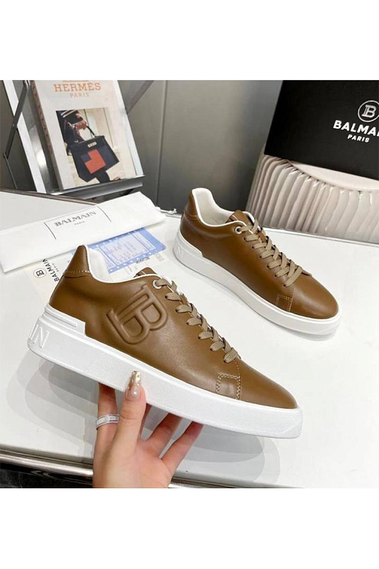 Мужские кожаные кроссовки Balmain B-Court
