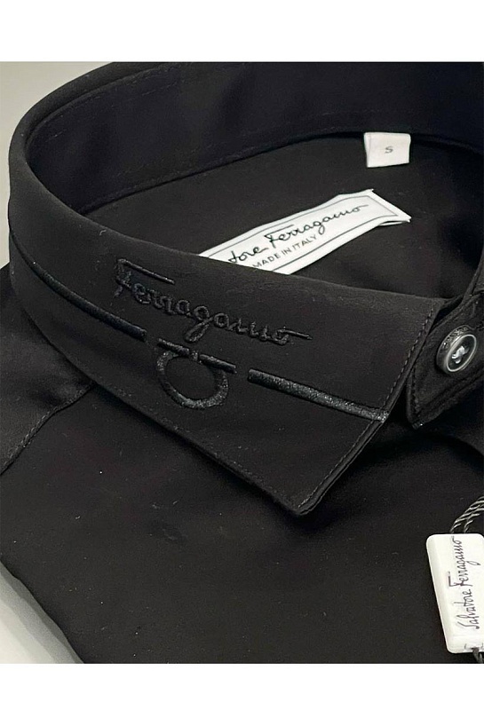Чёрная мужская рубашка Salvatore Ferragamo logo-embroidered