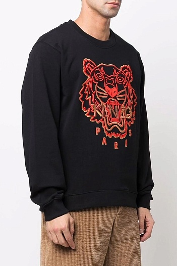 Чёрный мужской свитшот Kenzo Tiger Head embroidered   