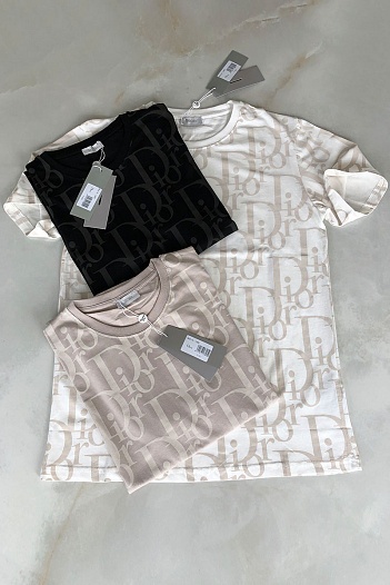 Чёрная мужская футболка Dior All-over Logo   