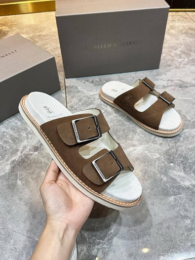 Замшевые шлёпанцы Brunello Cucinelli Urban   