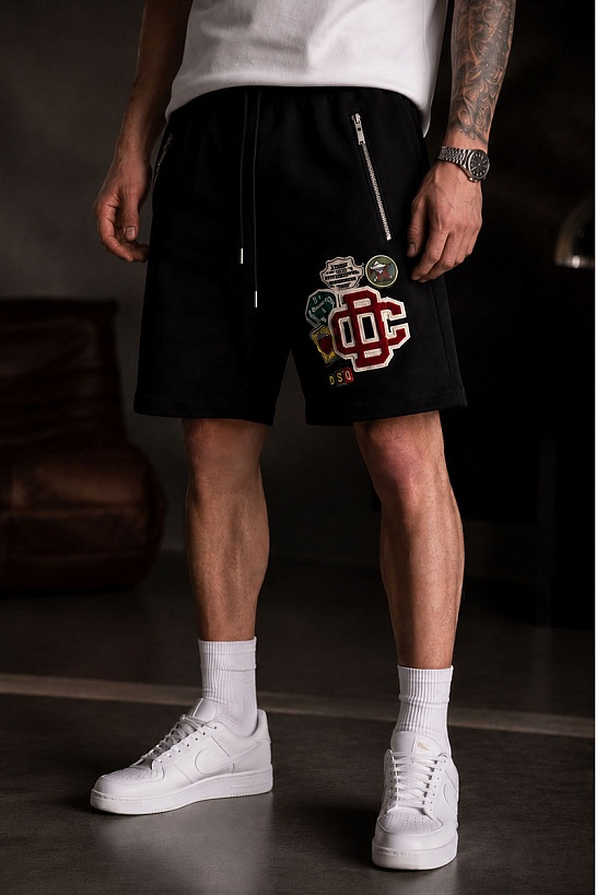 Мужские чёрные шорты Dsquared2 logo patch