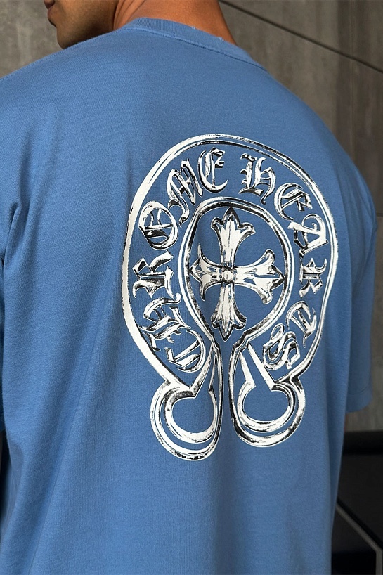 Мужская синяя футболка Chrome Hearts