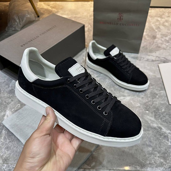Мужские кроссовки Brunello Cucinelli nubuck calfskin - Black