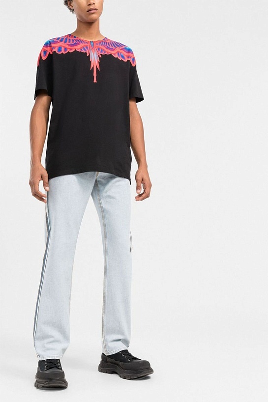 Чёрная футболка Marcelo Burlon County of Milan Curves Wings