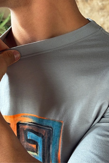 Мужская серая футболка Givenchy 4G logo print   