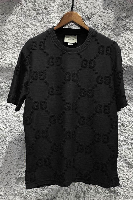 Чёрная оверсайз футболка Gucci GG monogram