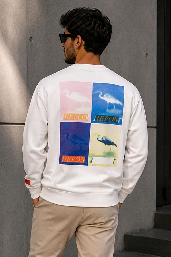 Мужской белый свитшот Heron Preston Multi Heron Censored   