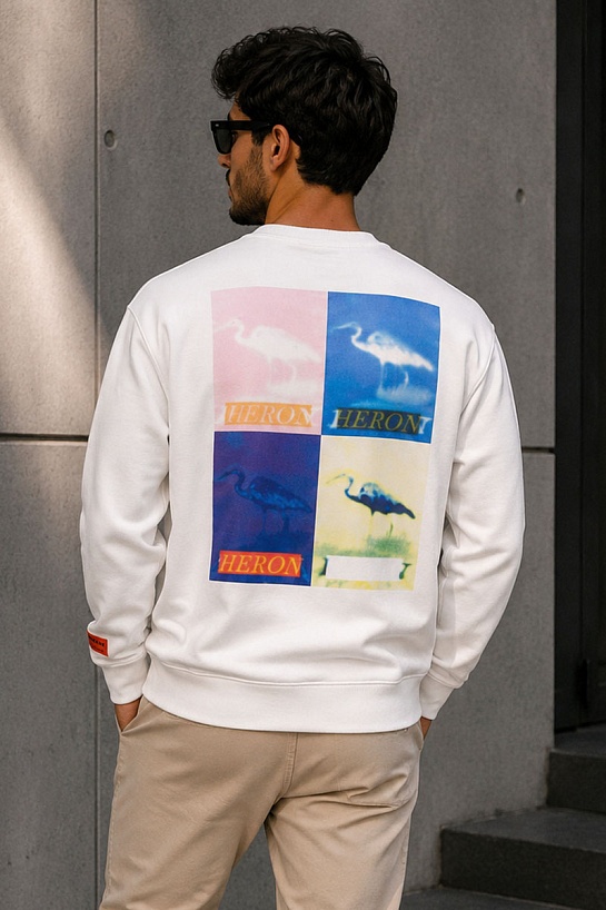 Мужской белый свитшот Heron Preston Multi Heron Censored