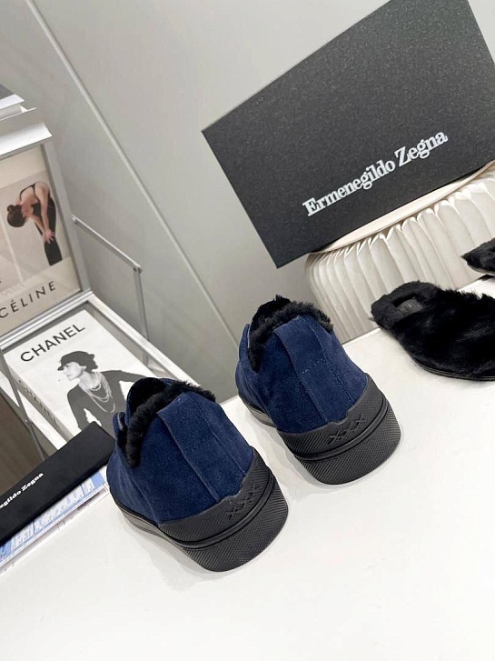 Кроссовки с мехом Ermenegildo Zegna Triple Stitch - Navy