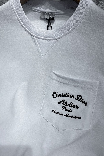Белая оверсайз футболка Dior Atelier Pocket   