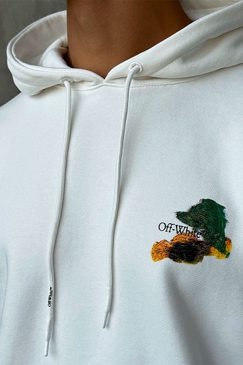 Мужское белое худи Off-White Brush Arrow   