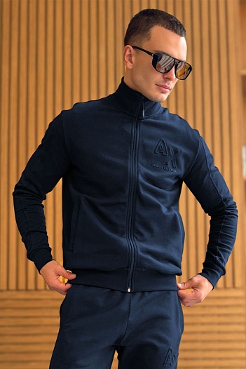 Кофта на молнии Armani Exchange тёмно-синего цвета   