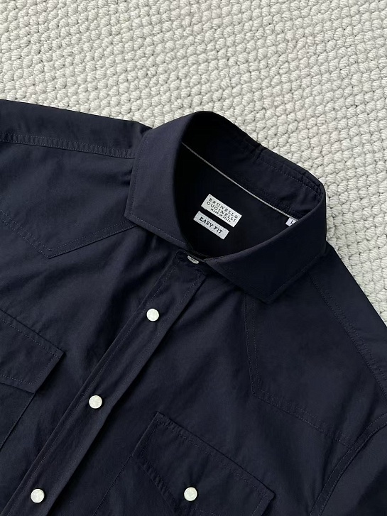 Мужская тёмно-синяя рубашка Brunello Cucinelli Premium