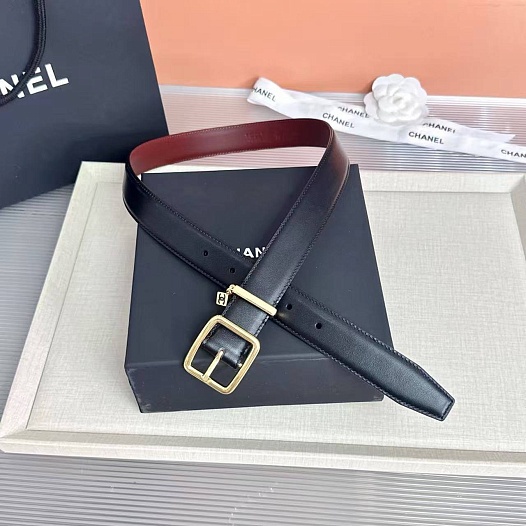 Кожаный ремень Chanel чёрного цвета   