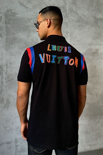 Мужское поло чёрного цвета Louis Vuitton logo-print   