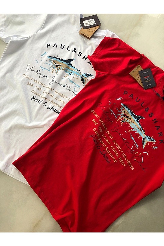Красная мужская футболка Paul&Shark logo-print