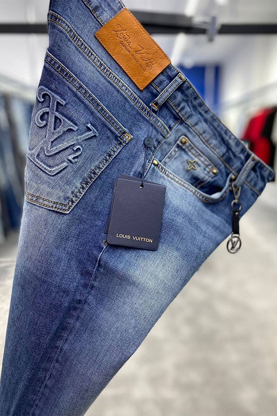 Брендовые мужские джинсы Louis Vuitton синего цвета