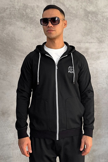 Кофта на молнии Brunello Cucinelli logo-embroidered - Black   
