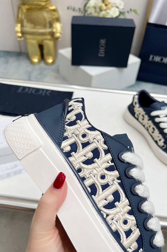 Женские комбинированные кроссовки Dior синего цвета