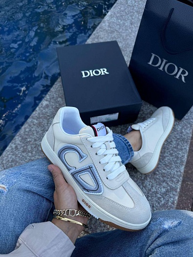 Женские комбинированные кроссовки Dior - Beige / Grey   