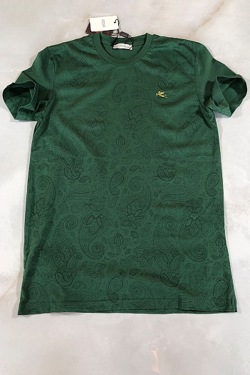 Зелёная мужская футболка Etro embroidered-logo   