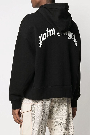 Утеплённое оверсайз худи Palm Angels "Pirate Bear" - Black   