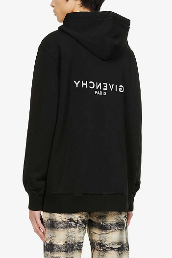 Чёрное оверсайз худи Givenchy Paris logo-print   
