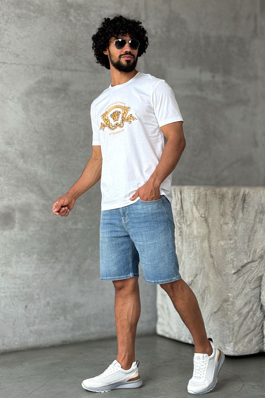 Белая футболка Versace Coupe Blason embroidered