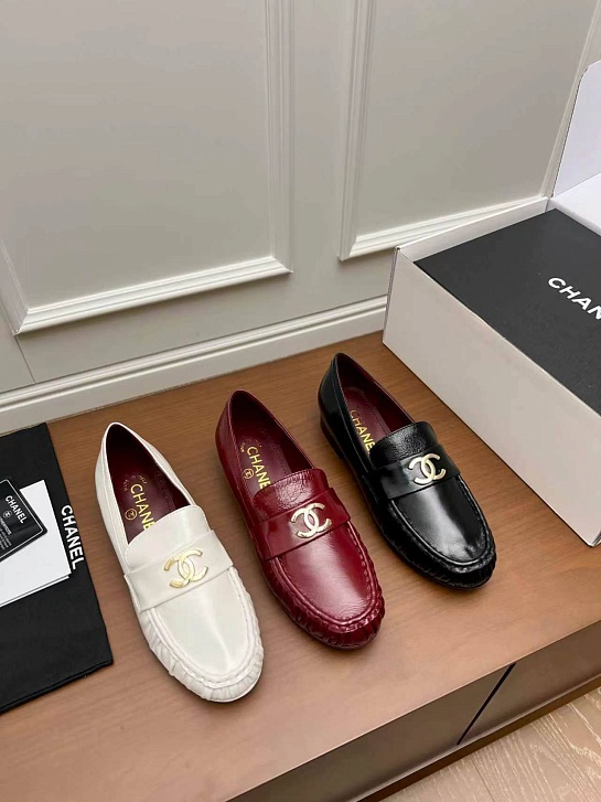 Женские кожаные лоферы Chanel premium