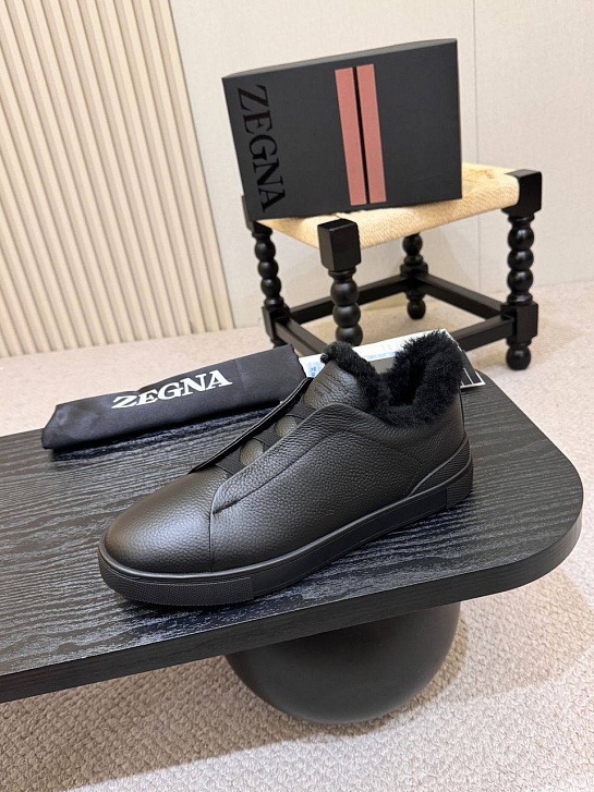 Кроссовки с мехом Ermenegildo Zegna Triple Stitch high-top
