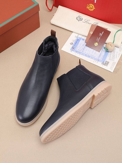 Кожаные ботинки с мехом Loro Piana   