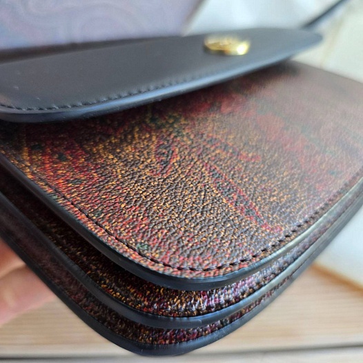 Кожаная сумка Etro с узором пейсли 19x12 см   