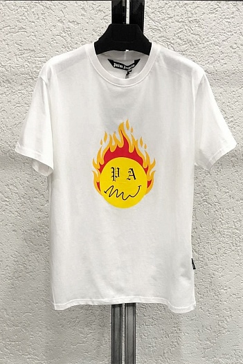 Оверсайз футболка Palm Angels "Burning Head" - White   