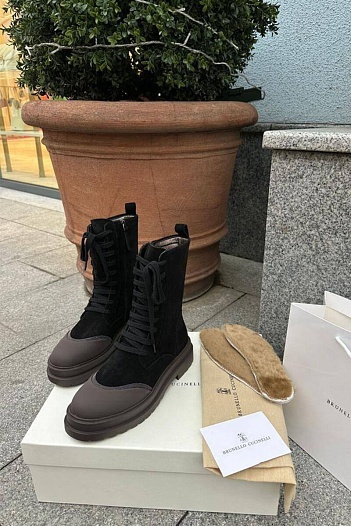 Женские ботинки Brunello Cucinelli Monil Chain - Black   