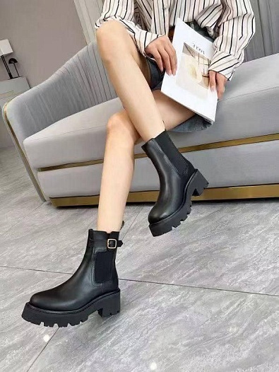 Женские кожаные сапоги Celine premium - Black   