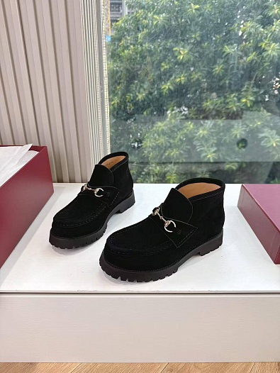 Женские замшевые лоферы Gucci premium - Black   