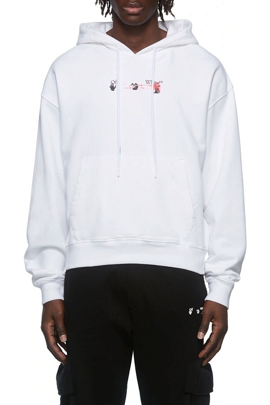 Белое оверсайз худи Off-White Acrylic Arrow