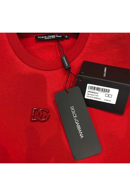 Чёрная оверсайз футболка Dolce&Gabbana logo-plaque