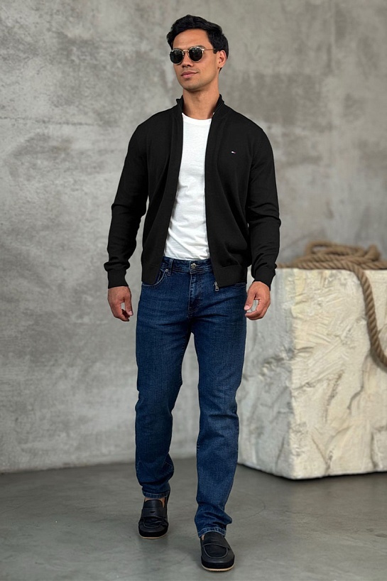 Кофта на молнии Tommy Hilfiger flag embroidery - Black