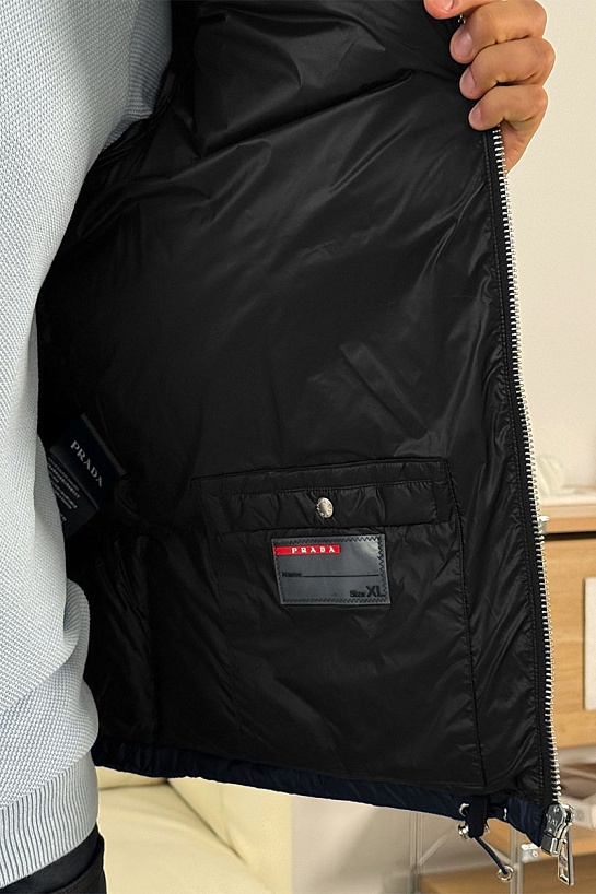Мужской пуховик Prada logo-plaque - Navy