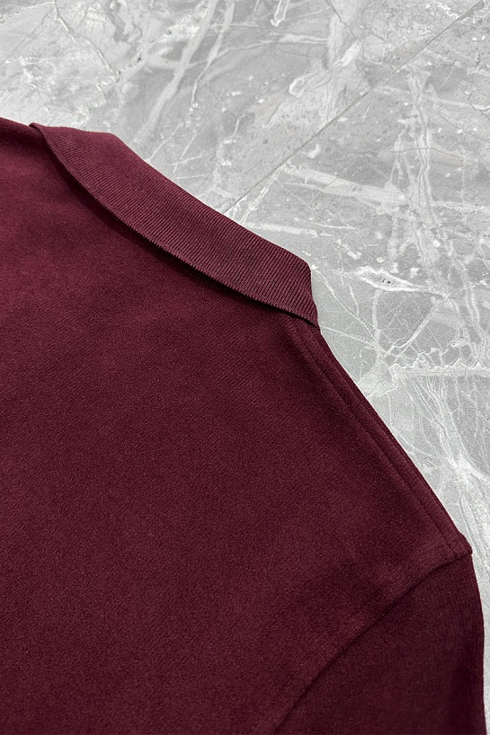 Бордовое поло с длинным рукавом Paul & Shark